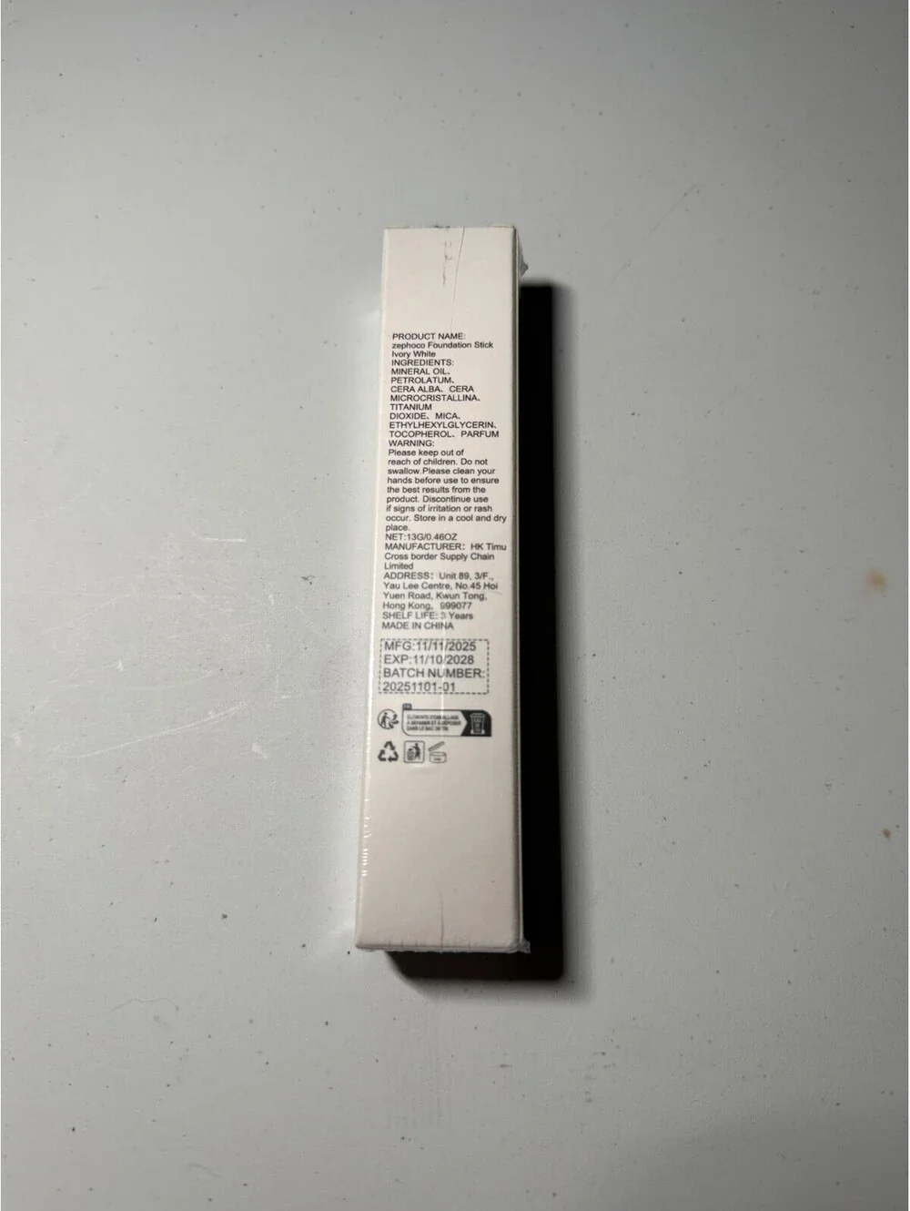 Zephoco Color Changing Foundation Stick Ivory White 13G/.46 oz - New - Sealed